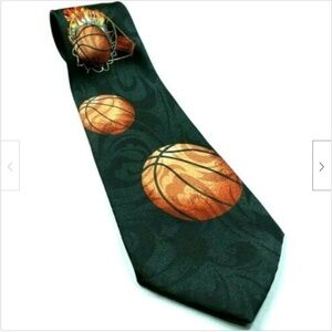 Basketball Flames Through Hoops Sports Tie